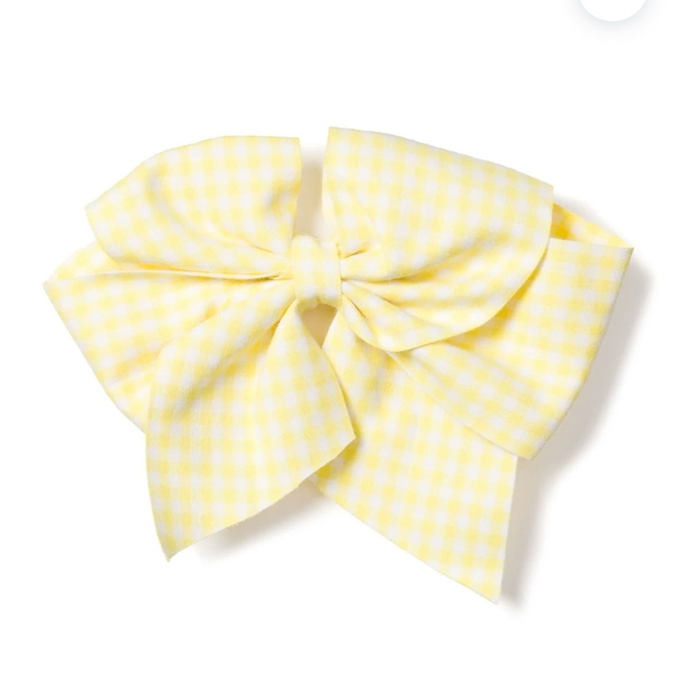 Yellow Gingham Hair Bow large